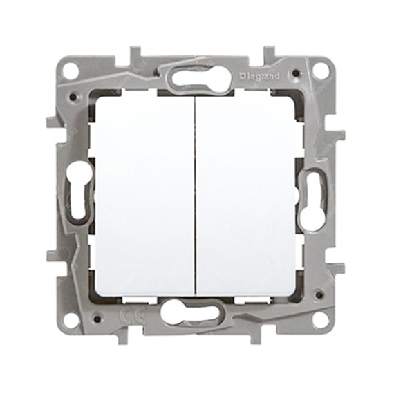 Double interrupteur Niloé 10AX 250 V~ fixation à griffes blanc